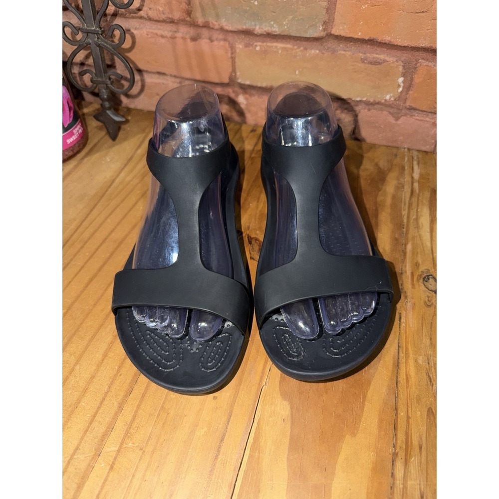 Crocs Size 9 Serena Black Slip On Open Toe Sandal Women's Iconic Comfort